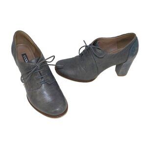 ECCO gray leather lace up high heel shoes women's size 40, US 9.5
